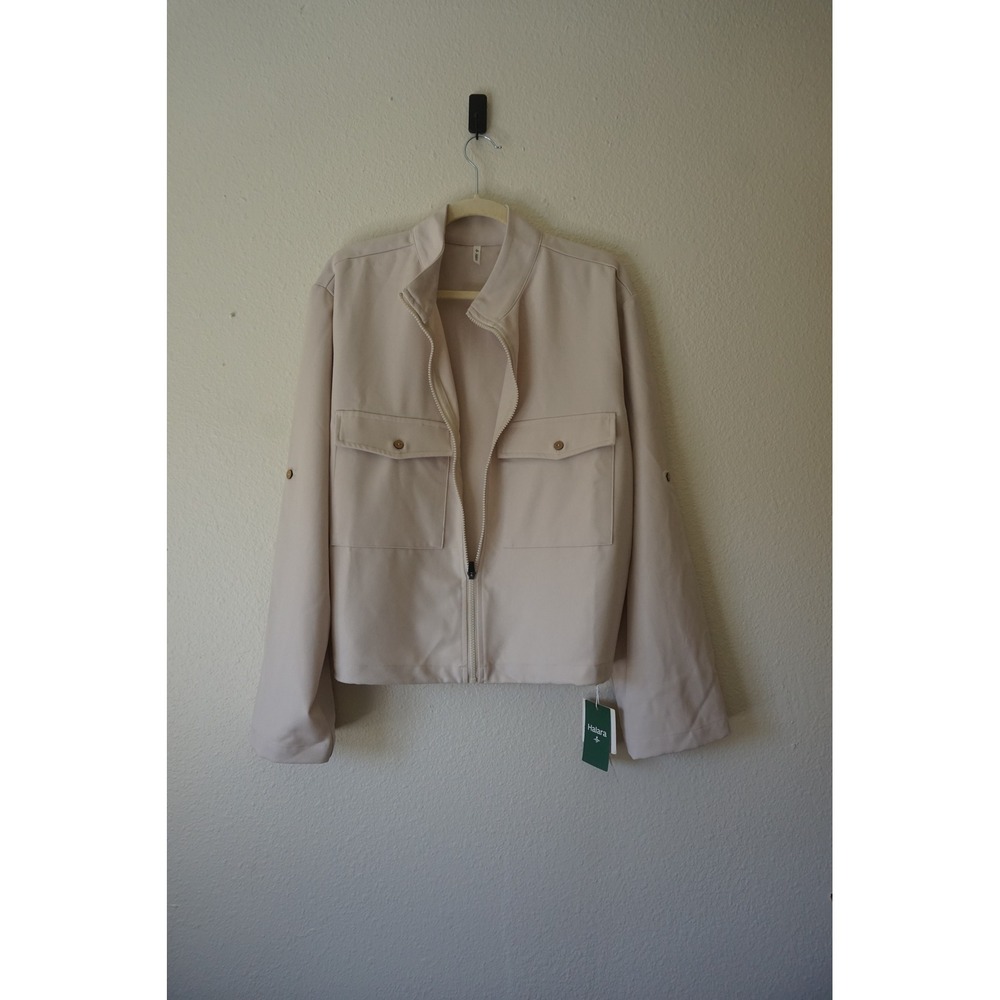 Halara Utility Jacket Minimalist Safari Gorpcore Beige Small NWT - Picture 2 of 7